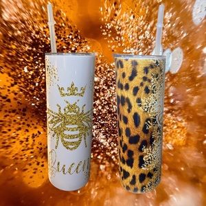 Queen Bee Tumbler with Lid &  Plastic Straw 20 oz., Stainless…